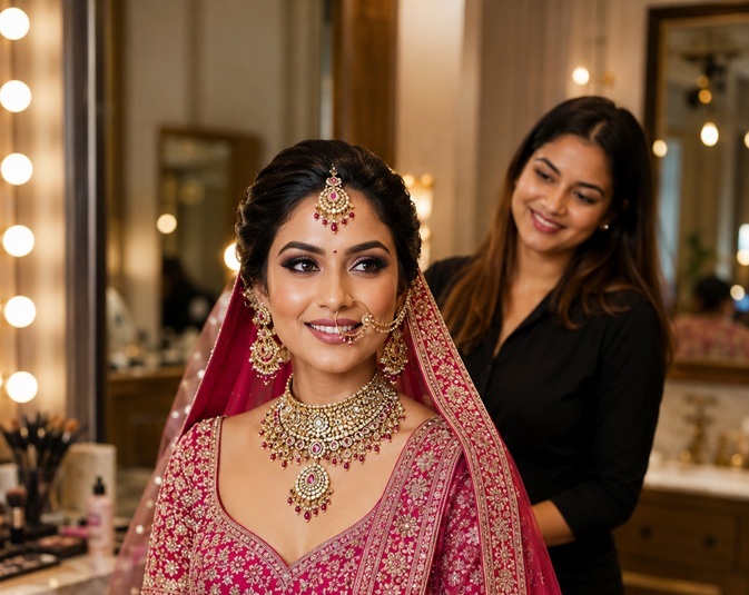 Luxury bridal makeup preparation